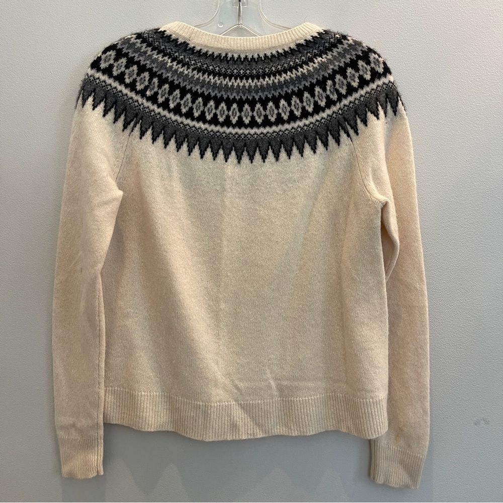 B: Vineyard Vines Sweater Womens XS Yoke Fair Isle Black Cream Oversized Sweater - Picture 2 of 8